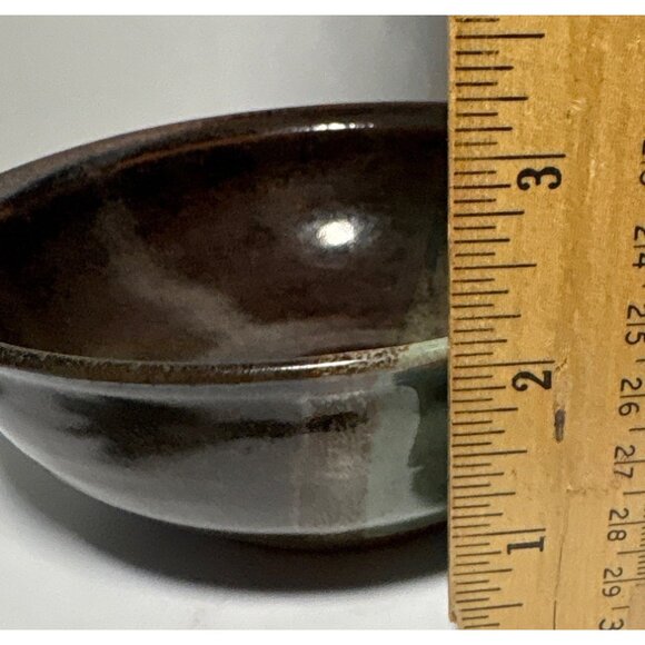 Handcrafted Ceramic Bowl With Multicolor Glaze Finish Signed 5.5" - Picture 6 of 8